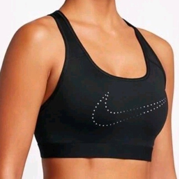 Nike Womens Dri-FIT Racerback Sports Bra Black Perforated Swoosh Size Medium - Picture 5 of 6